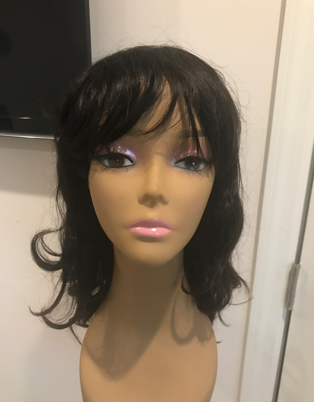 100% human hair 14 wig black