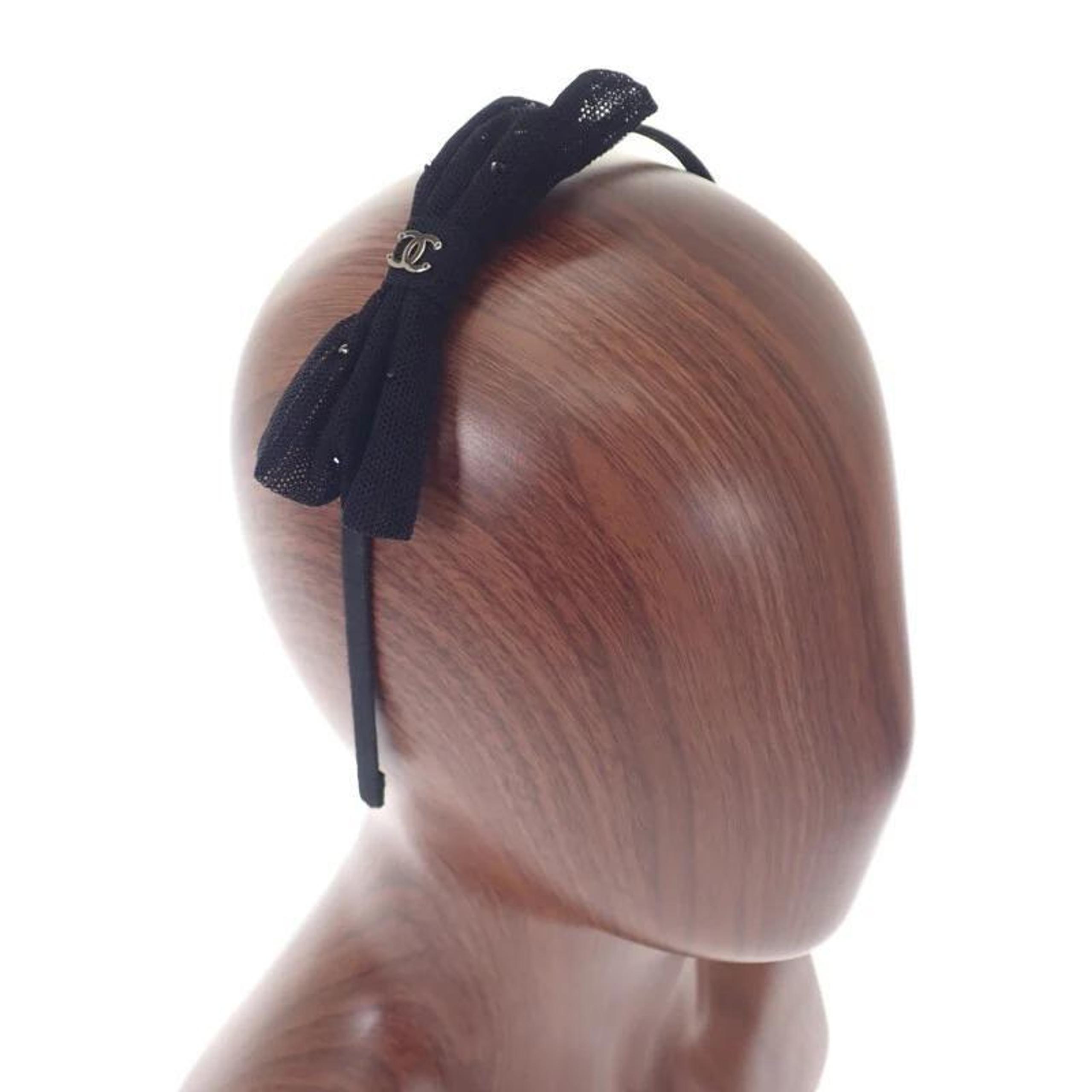 CHANEL CC Ribbon Headband, Straw, Rhinestone, Mesh