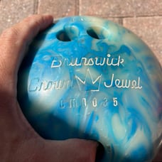 Vintage Brunswick Crown Jewel Bowling Ball Blue with carry bag