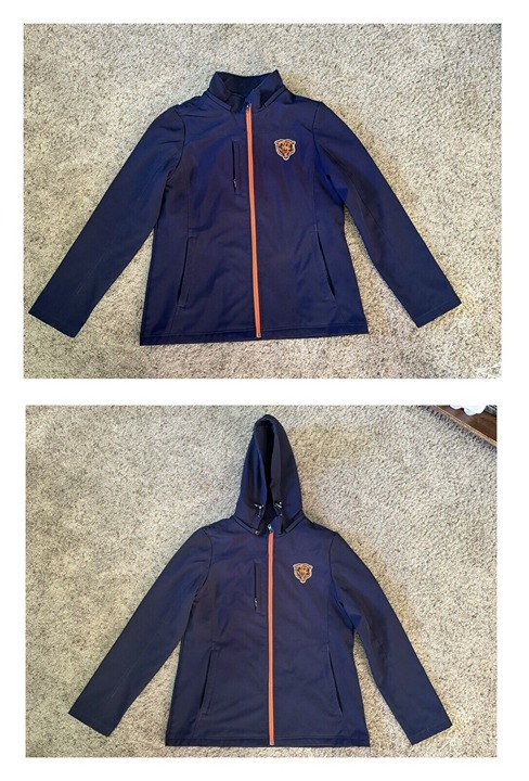 NFL Team Apparel Women Medium Soft Shell Navy Blue BEARS Sports Hoodie Jacket