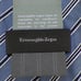 ERMENEGILDO ZEGNA Blue Navy White STRIPED Woven Silk Tie NWT