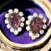 Large Vintage Unsigned Purple Teardrop Silver Tone Clip On Rhinestone Earrings