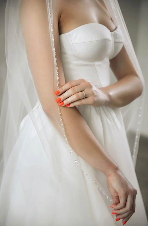 Beaded white wedding veil, Beaded edge veil, Next Day Shipping, wedding veil,