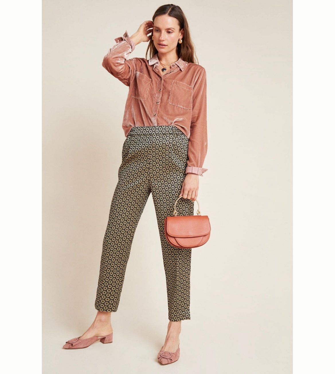 Anthropologie Larkin Jacquard Tapered Trousers