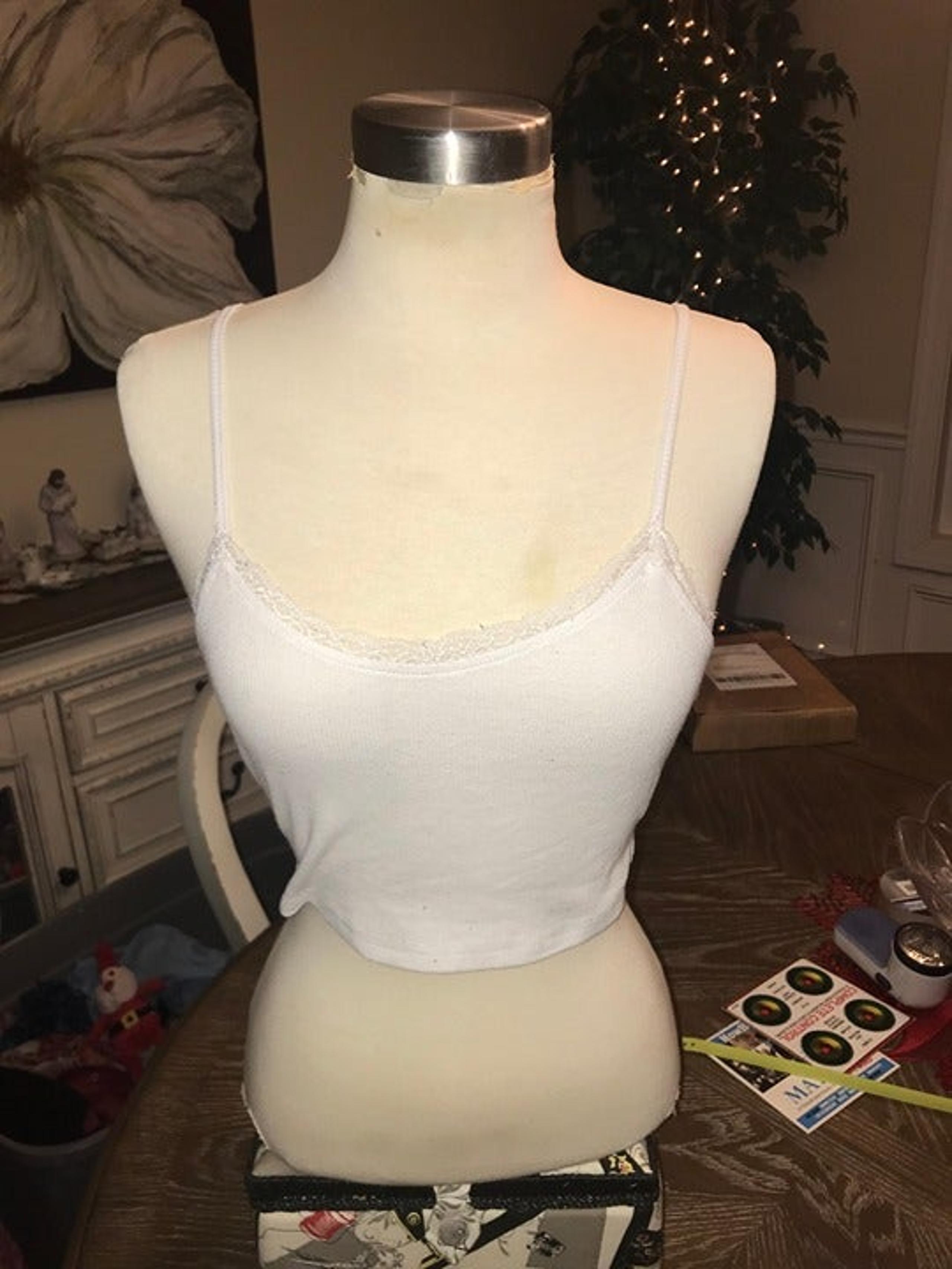 SHEIN XS Polyester 70% Cotton 25% Spandex 5% white mid riff spaghetti camisole