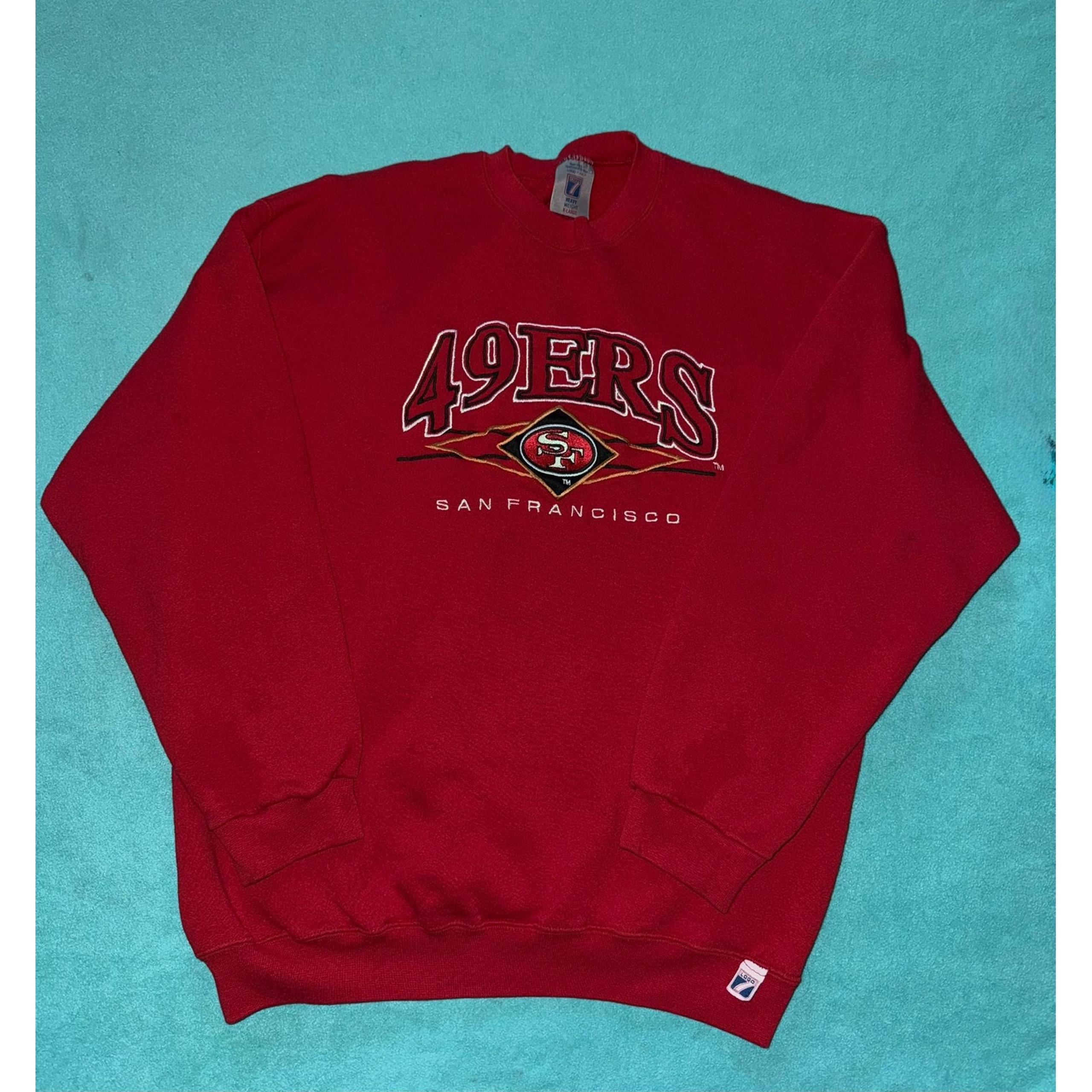Logo Seven Athletic 49ers Sweatshirt Vintage NFL Football Red Pullover X-Large