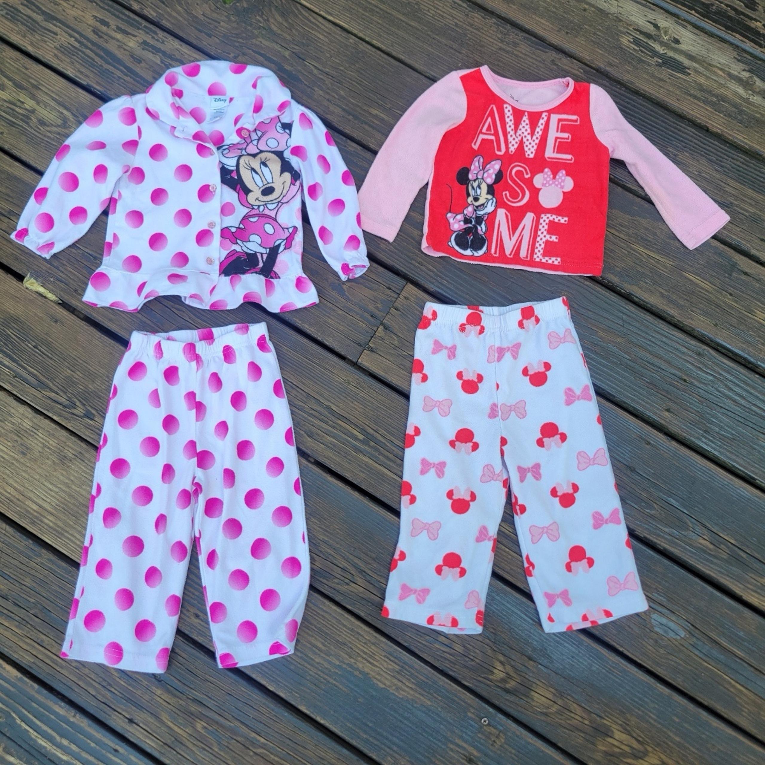 Minnie Mouse two sets of pjs  pink red long sleeve with pants