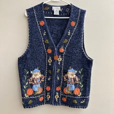 White Stag Vintage Beaded Fall Halloween Knit Sweater Vest Grandmacore 16/18