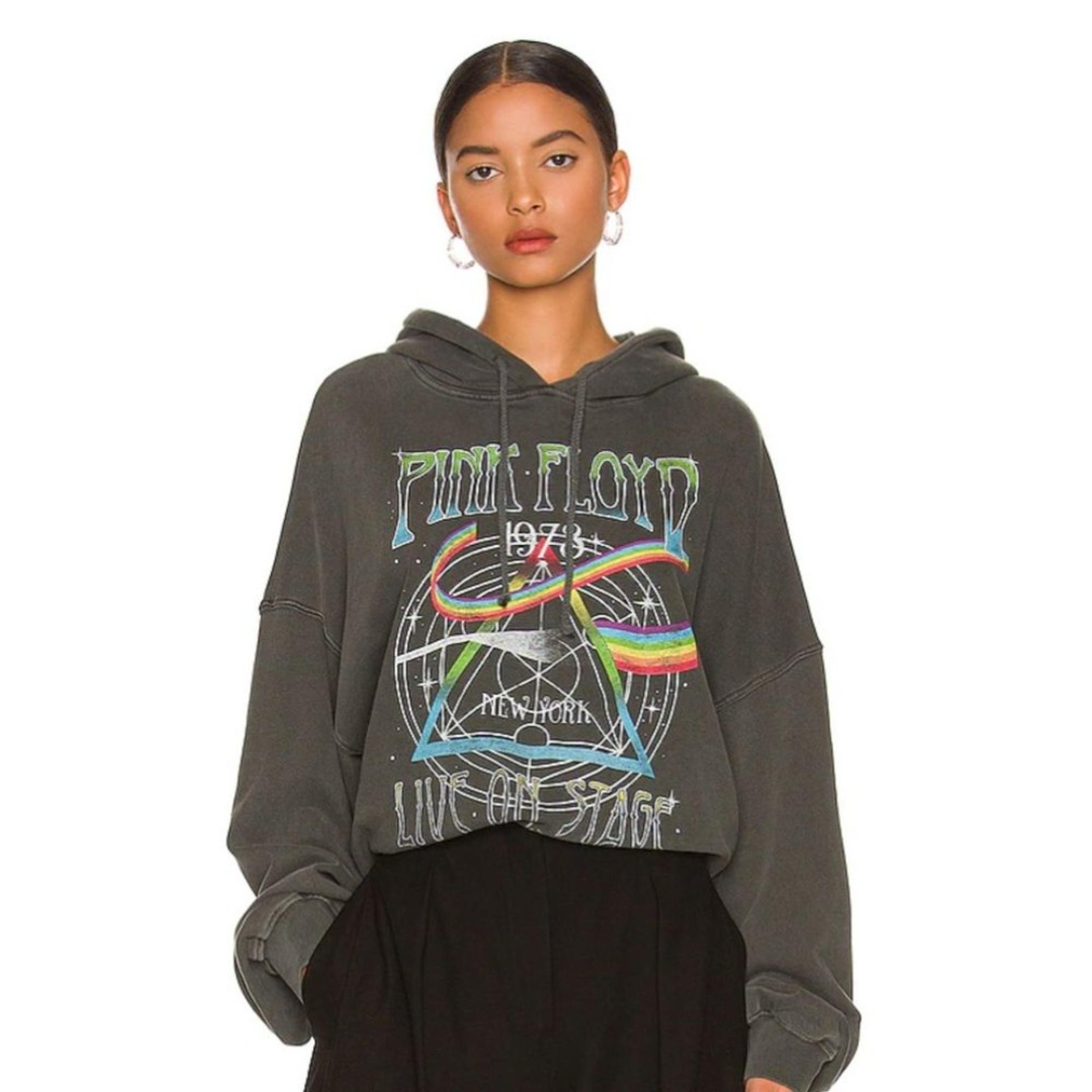 Daydreamer Pink Floyd 1973 Live On Stage Oversized Hoodie in Pigment Black