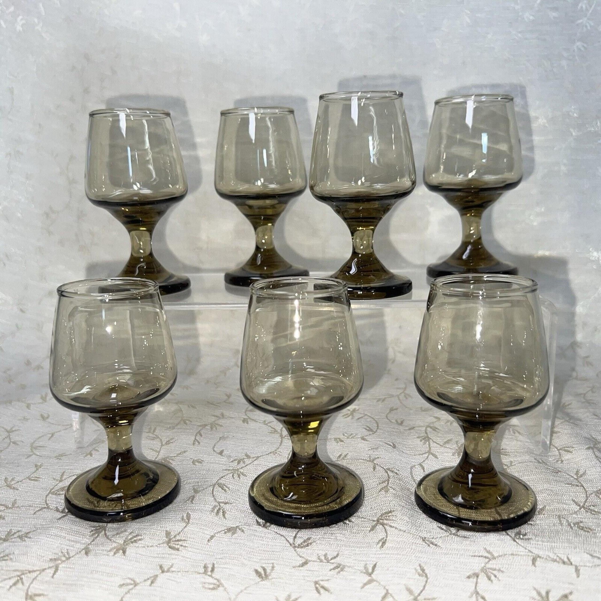 Set Of 7~ 1970s Libbey Tawny Accent Cordial Liqueur Shot Glasses Brown