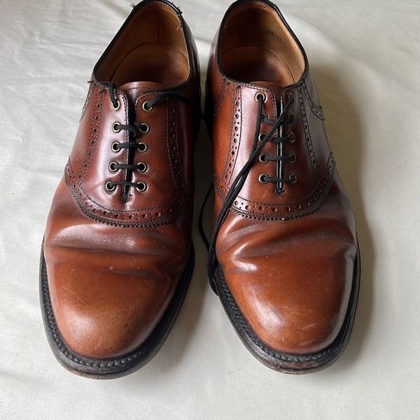 Vintage Oxford Dress Shoe Custom Quality Leather Lace Up Mahogany Brown Men 10.5