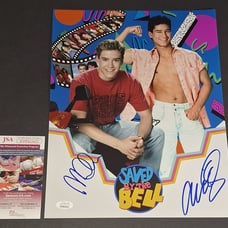 Mark-Paul Gosselaar and Mario Lopez autographed 11x14 JSA COA