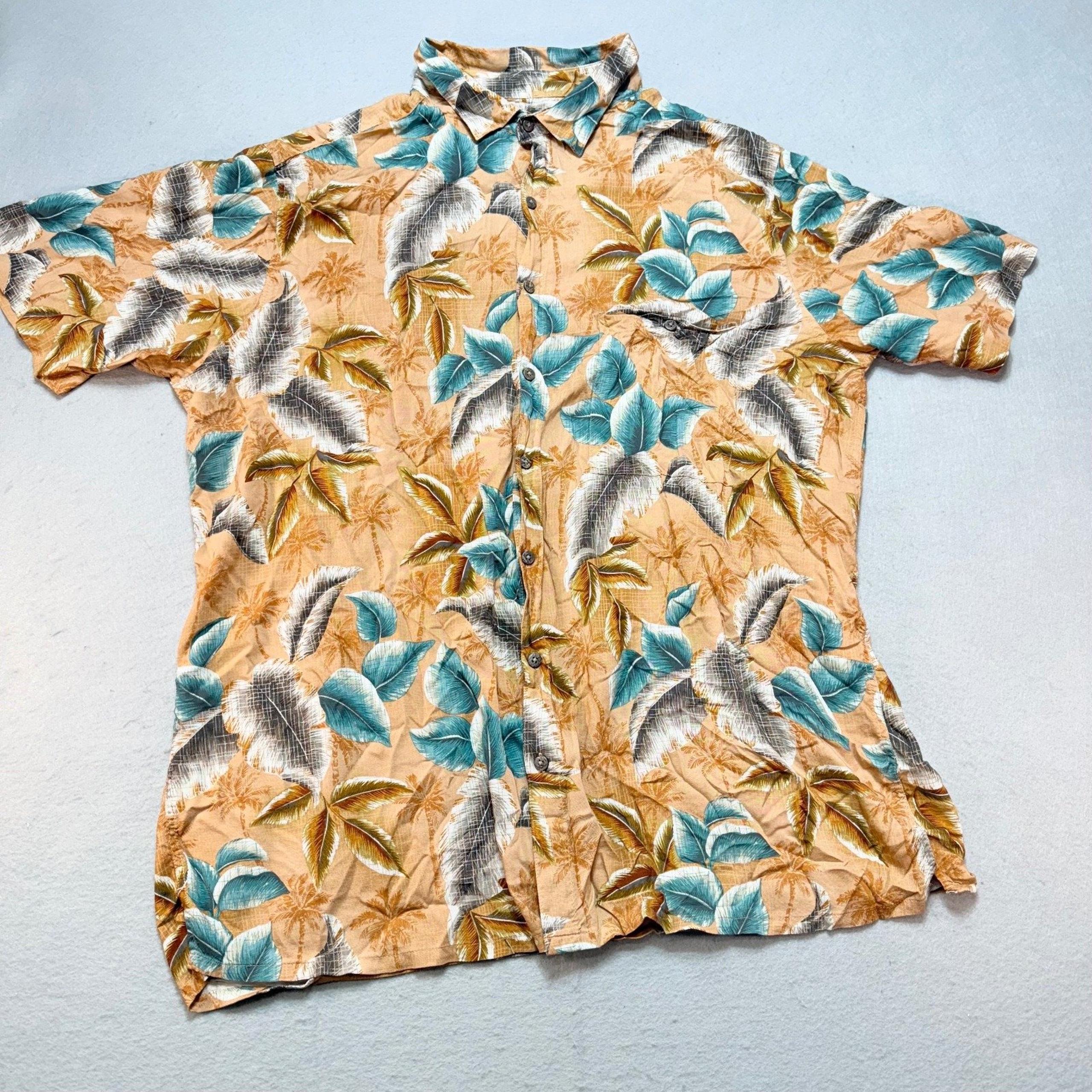 Batik Bay Tropical Hawaiian Shirt Palm Tree Print Rayon 2XLT