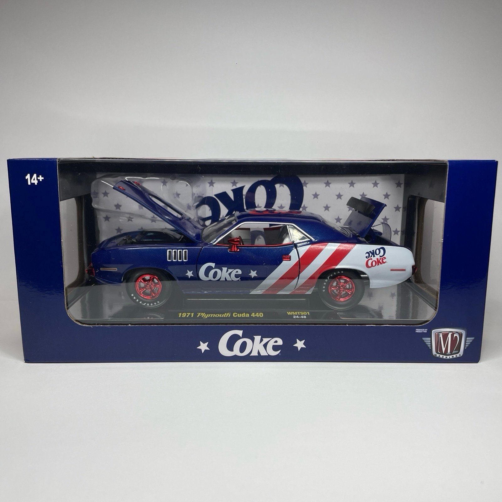 2024 M2 MACHINES X COCA-COLA 1971 PLYMOUTH CUDA 440 1:24 SCALE - CHASE 1 OF 750