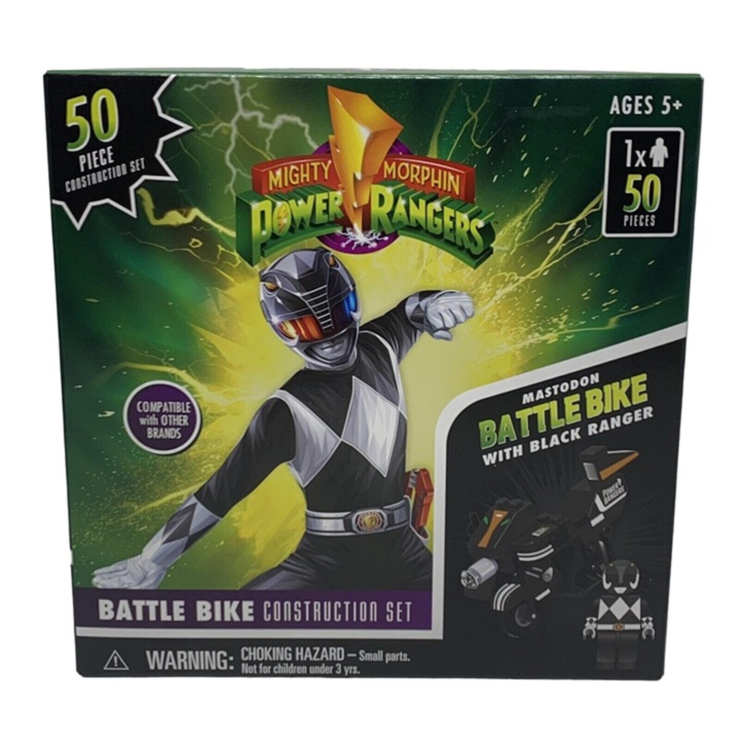 Power Rangers Black Ranger Mastodon Battle Bike 50 Pc Construction Set