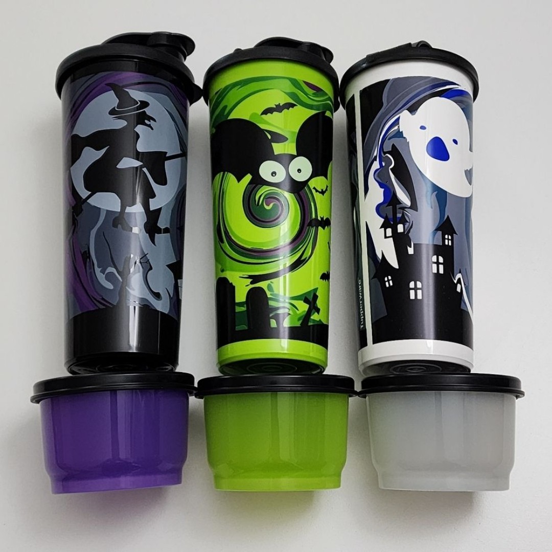 Tupperware Halloween Spooktacular Tumbler & Snack Cup 6 Piece Lunch Set NEW