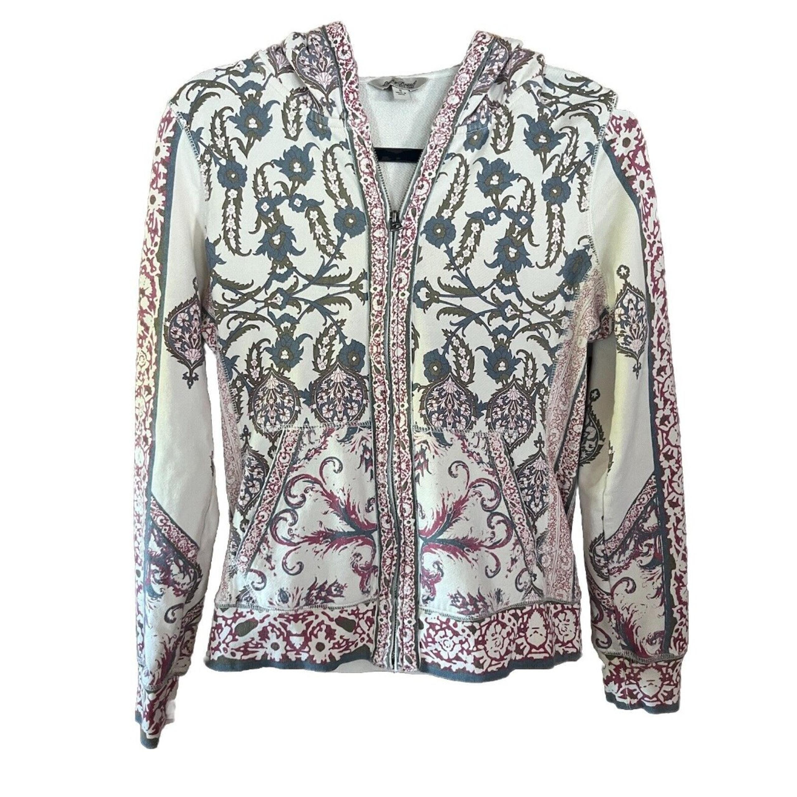 Lucky Brand Multicolor Floral Zip Up Womens Hooded Size Small S Gorgeous Design