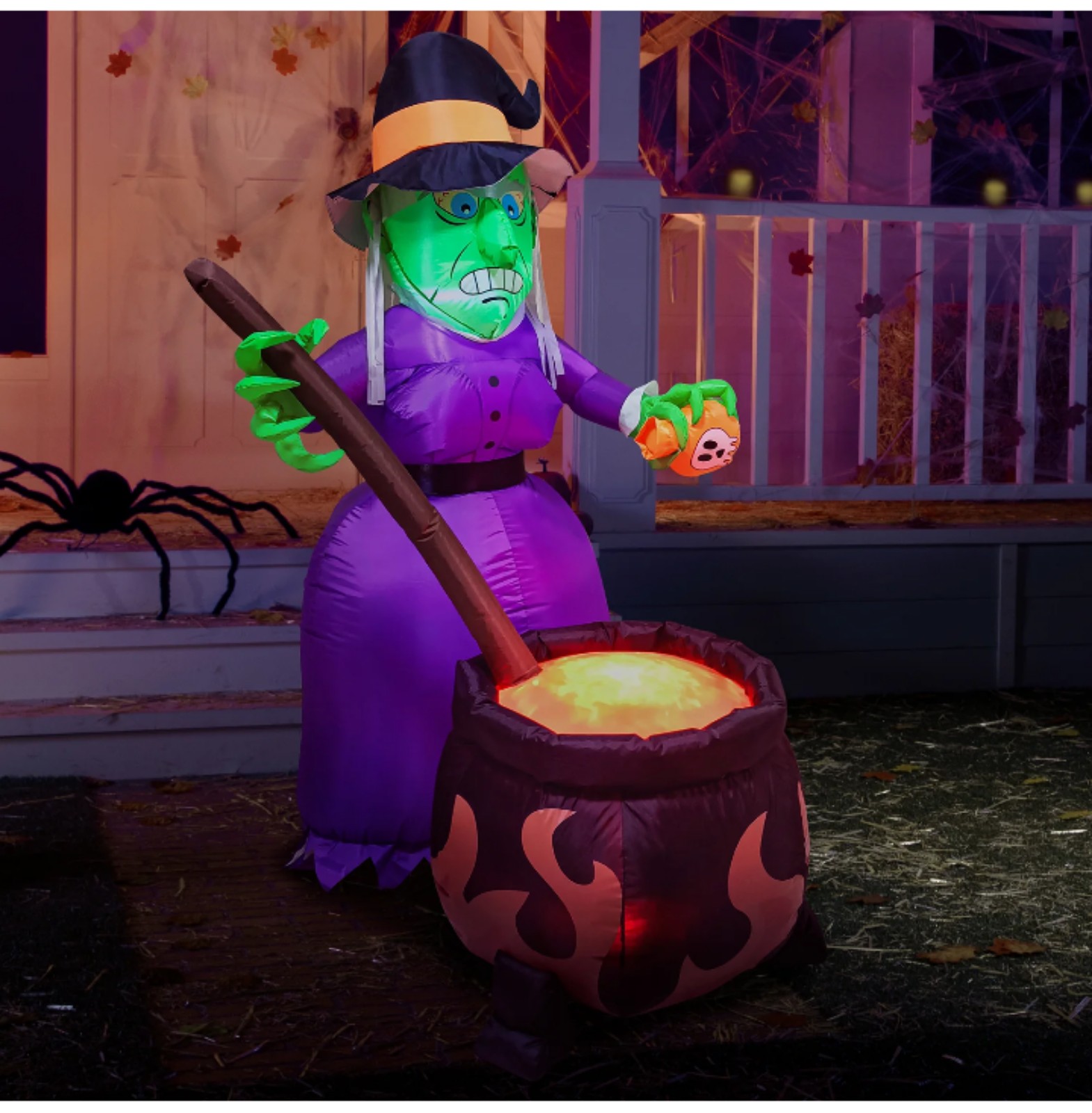 Inflatable witch with cauldron