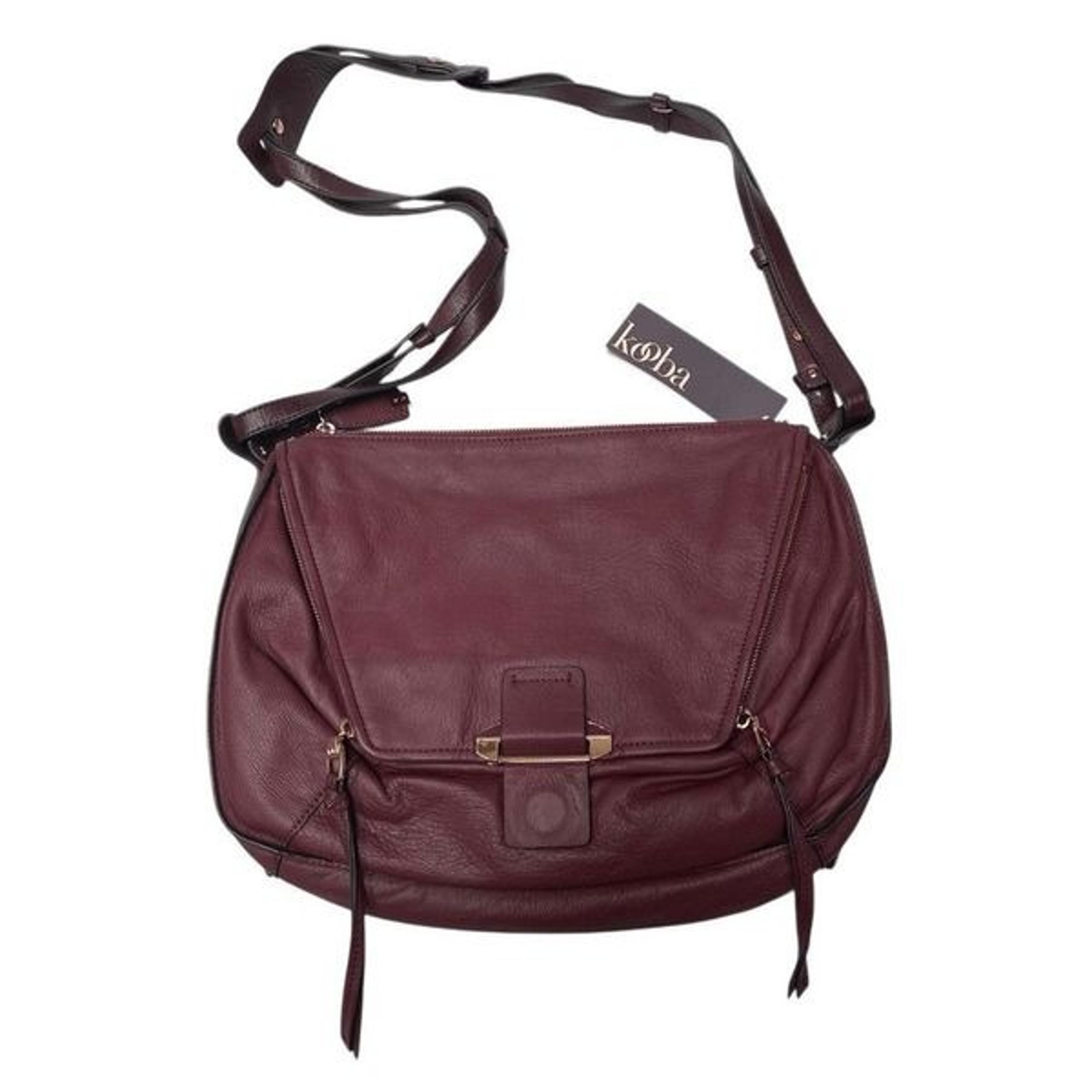 Kooba Leroy hobo crossbody handbag wildberry burgundy red NEW
