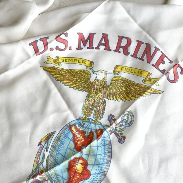 Vintage U.S. Marines Camp Pendleton Scarf Eagle Globe Anchor 1940s-60s
