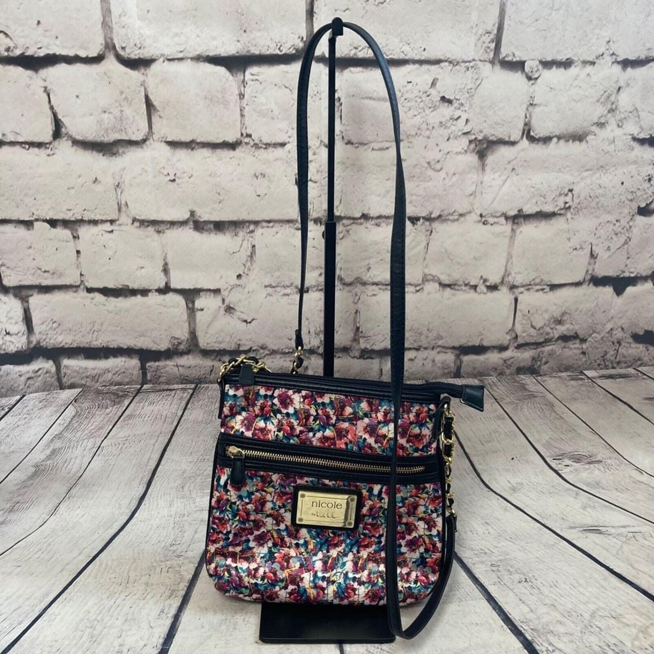 Nicole by Nicole Miller Multicolor Pansy Crossbody Shoulder Bag 10x9.5x2.5 Purse