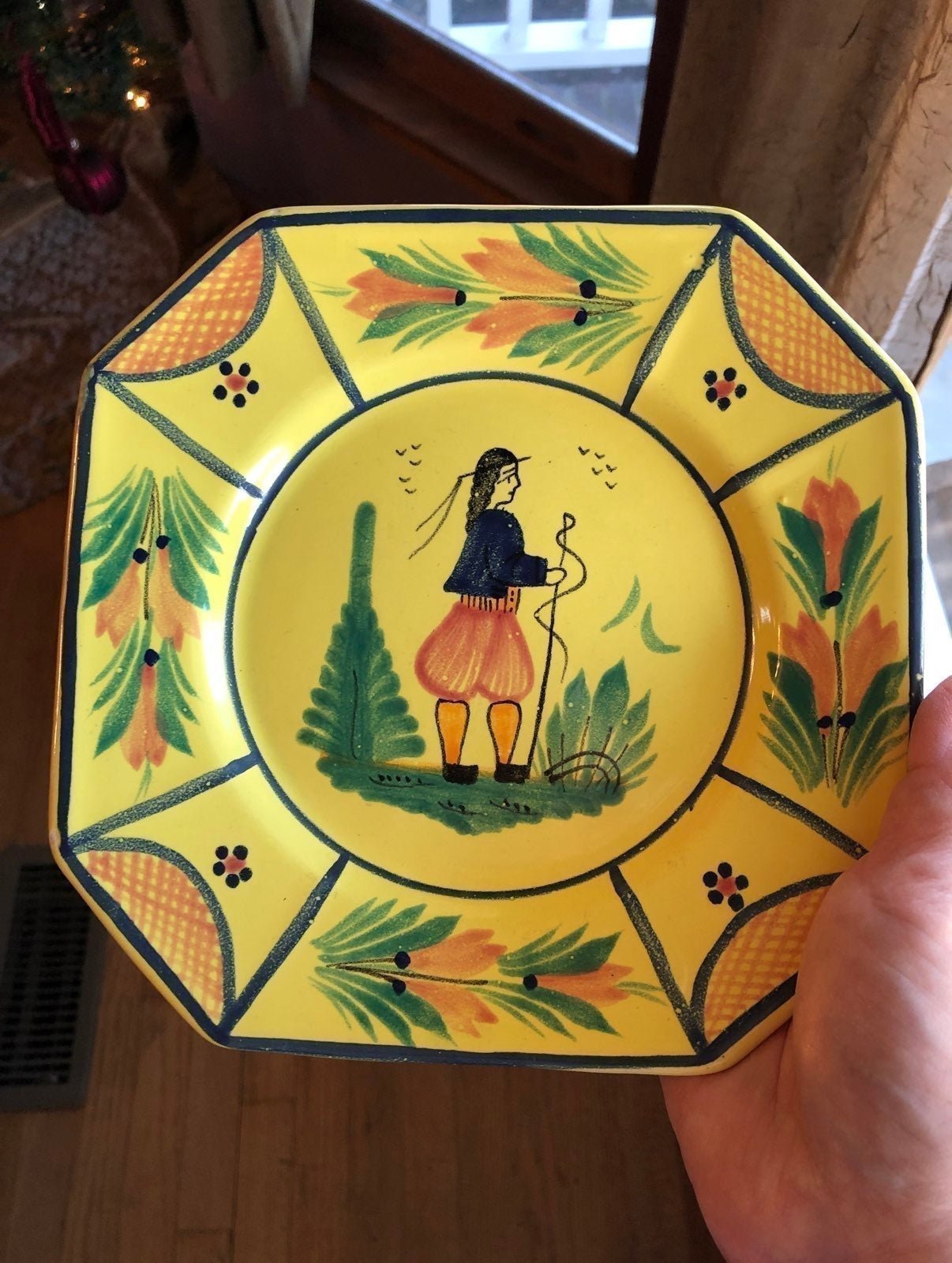 Yellow French Quimper salad plate