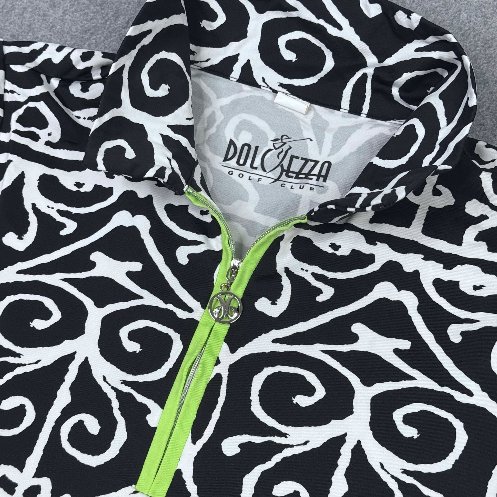 Dolcezza Golf Club Shirt Womens Size Small 1/4 Zip Top Multicolored Neon Stripe