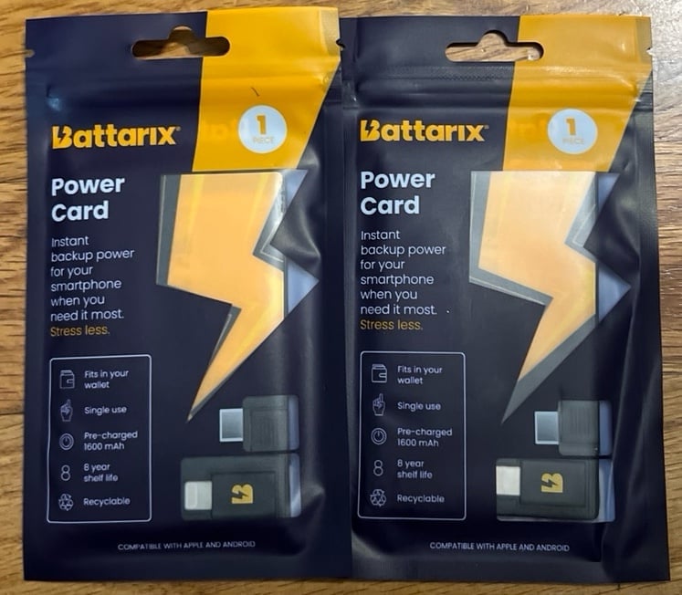 Two Battarix power cards to charge your devices
