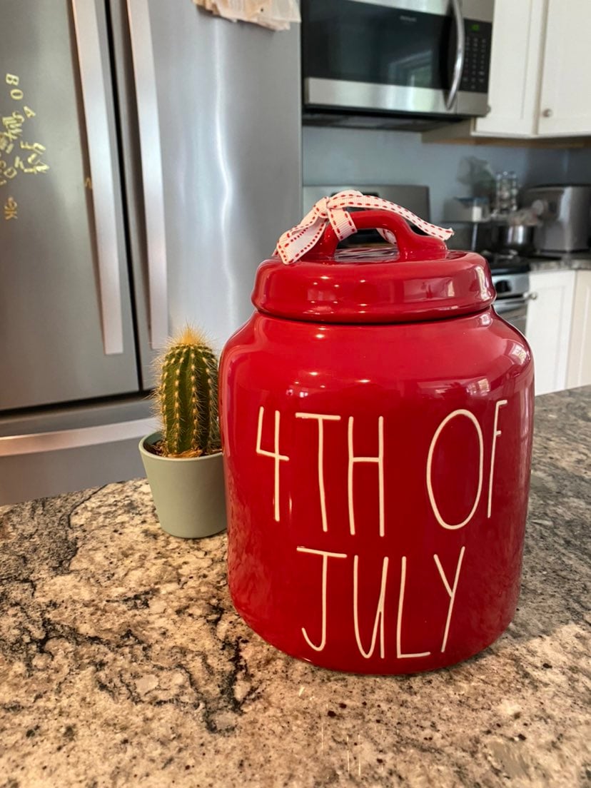 RAE DUNN red 4th of july canister