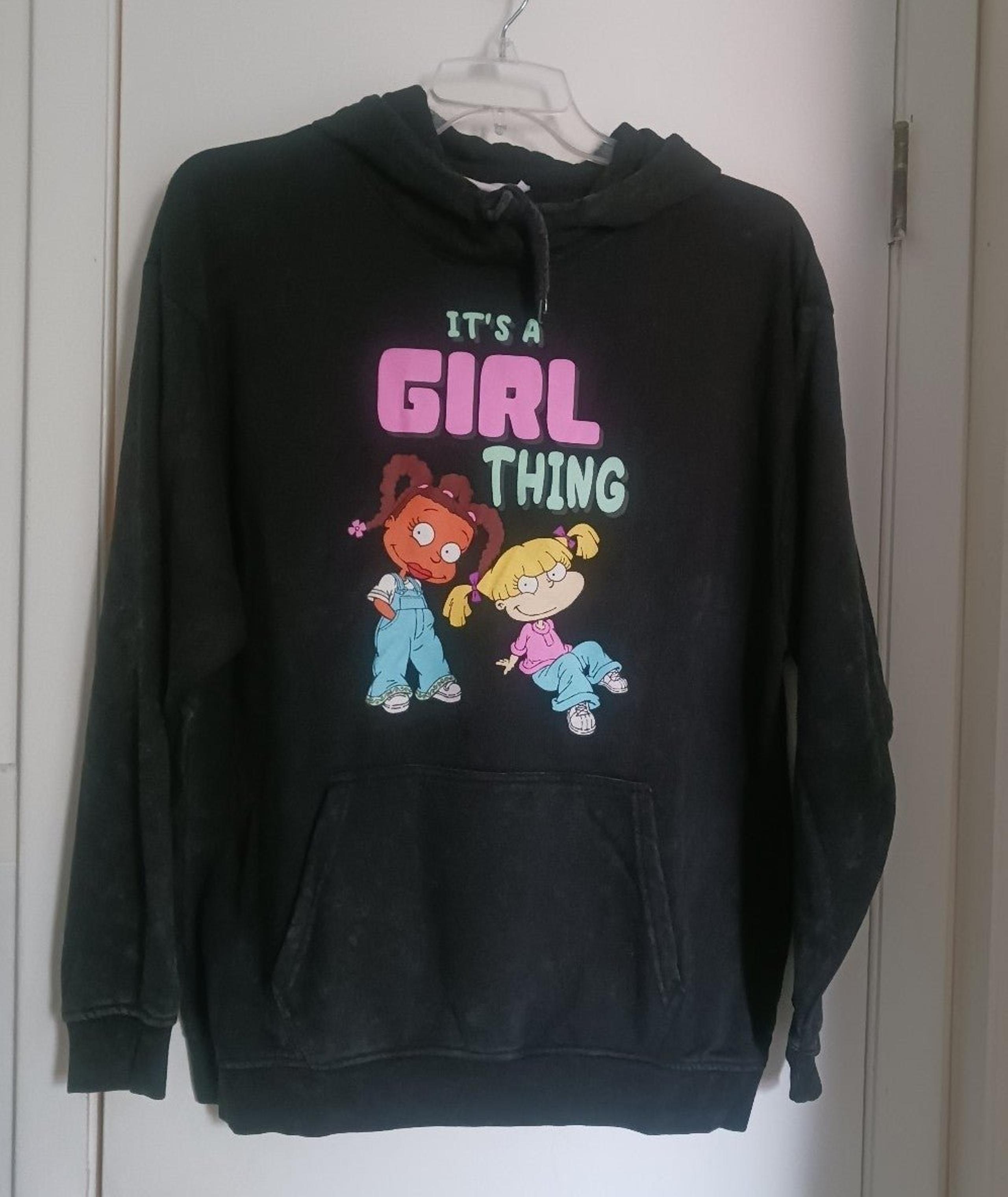 NWT RUGRATS Black Graphic Fleece Hoodie Sz 1X
