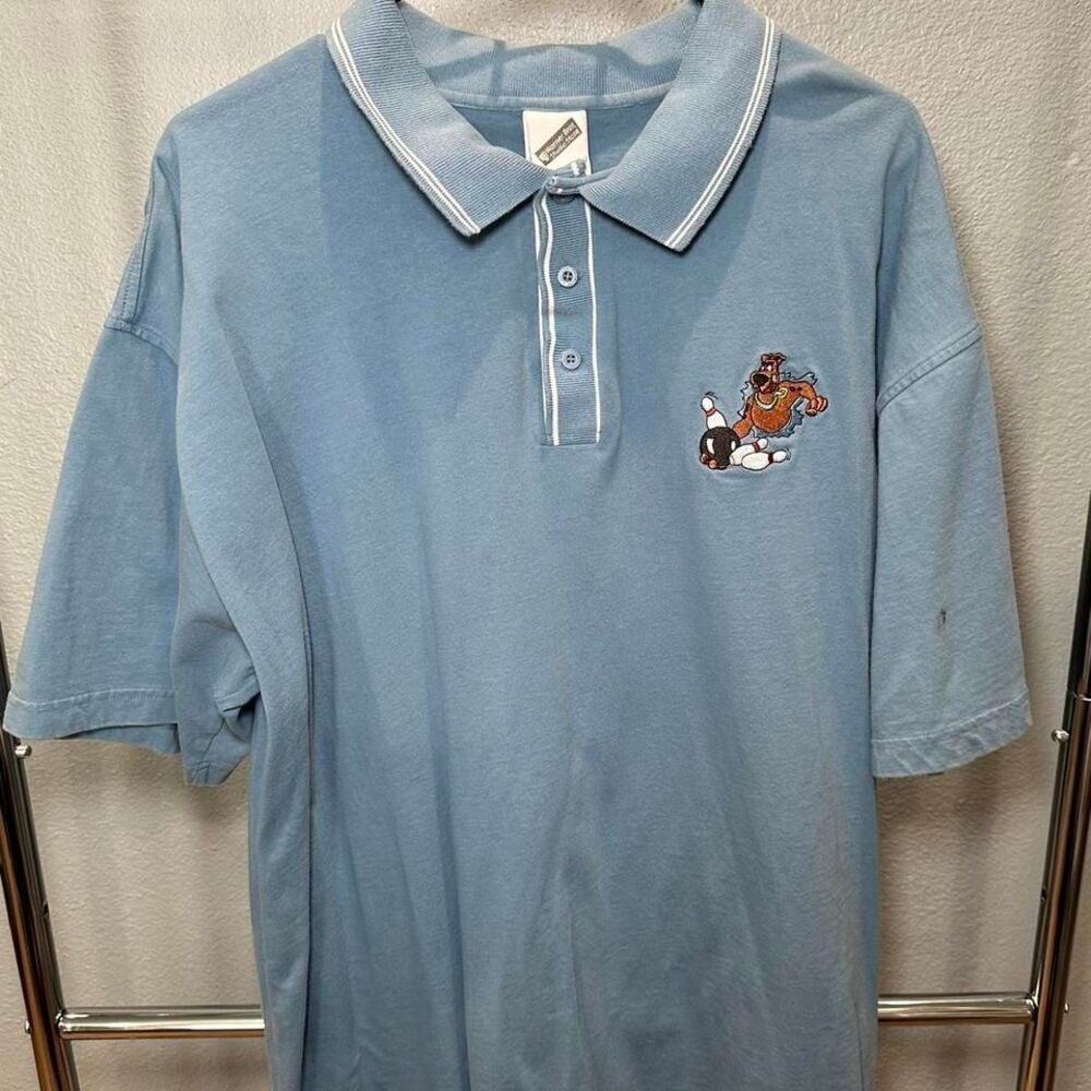 Vintage 2001 Warner Bro Scooby Doo pale blue Polo Shirt size XL