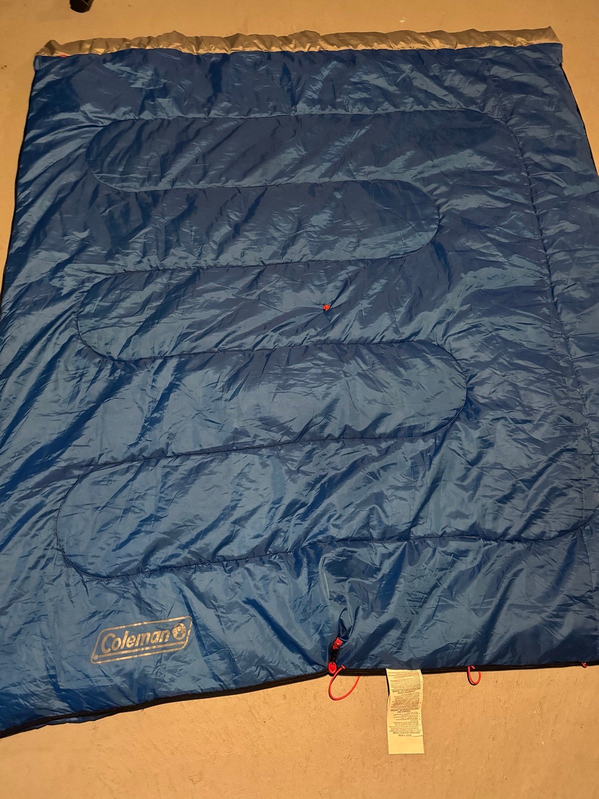 coleman sleeping bag blue and grey full size