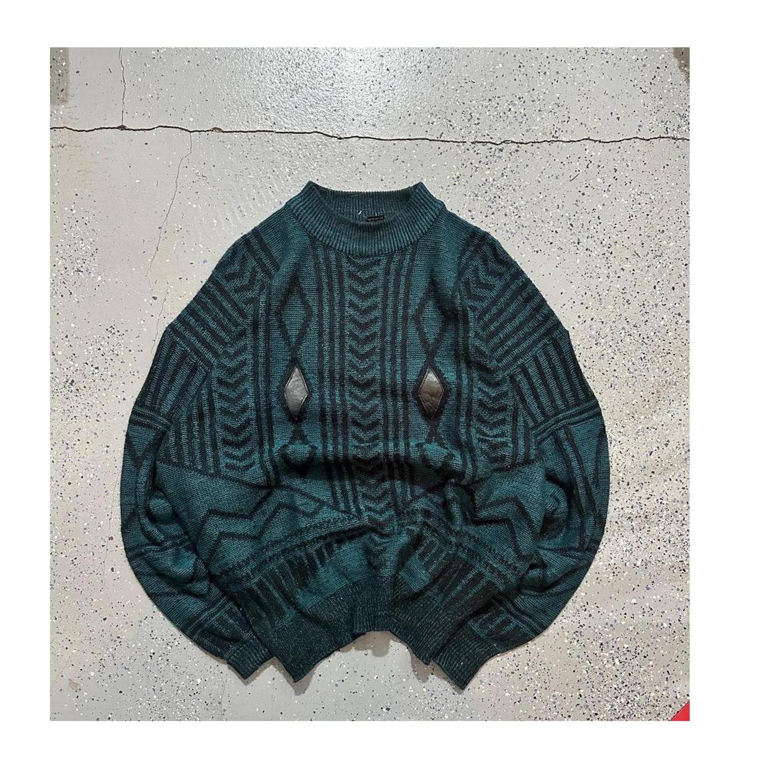 Saecko Vintage 90s Patterned Crewneck Sweatshirt Long Sleeve XL