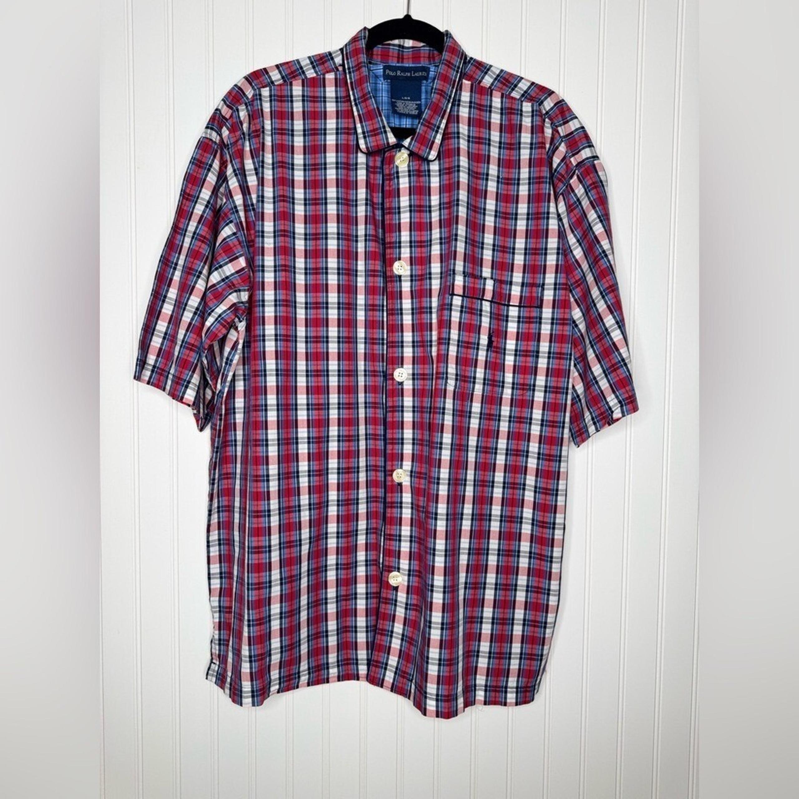 Polo Ralph Lauren Pajama Shirt Men's Polo Short Sleeve Sleepwear 100% Cotton L