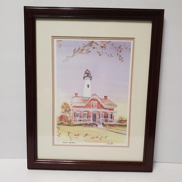 Limited Edition Karen Keene Lighthouse Print Framed Artwork 16x13 St Simons GA