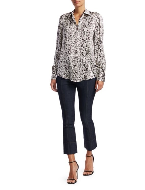 CINQ À SEPT Isha Python-Print Silk Shirt