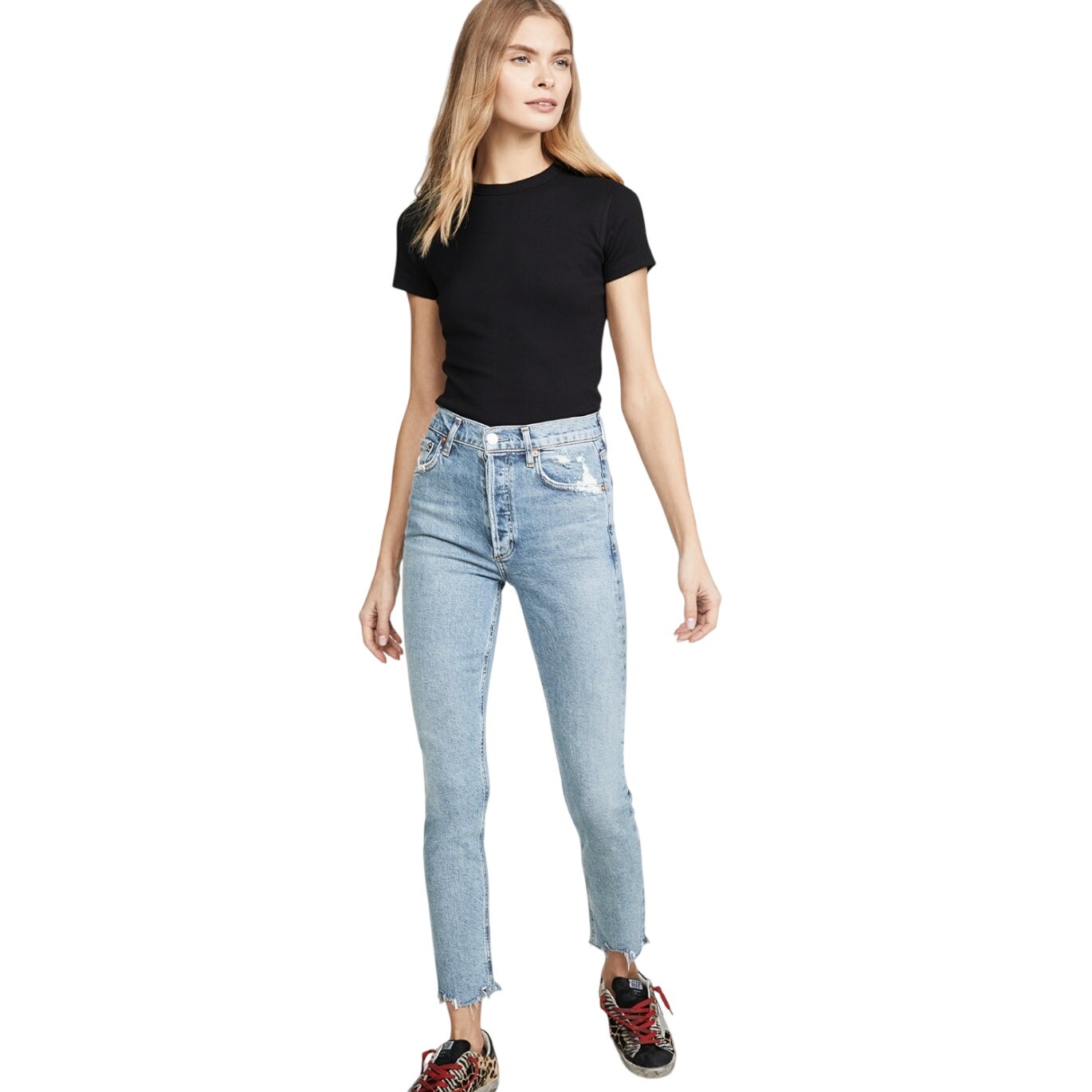 NWT AGOLDE 26 Nico High Rise Slim Boot Jeans Distress 5-Button Closure 168 MSRP