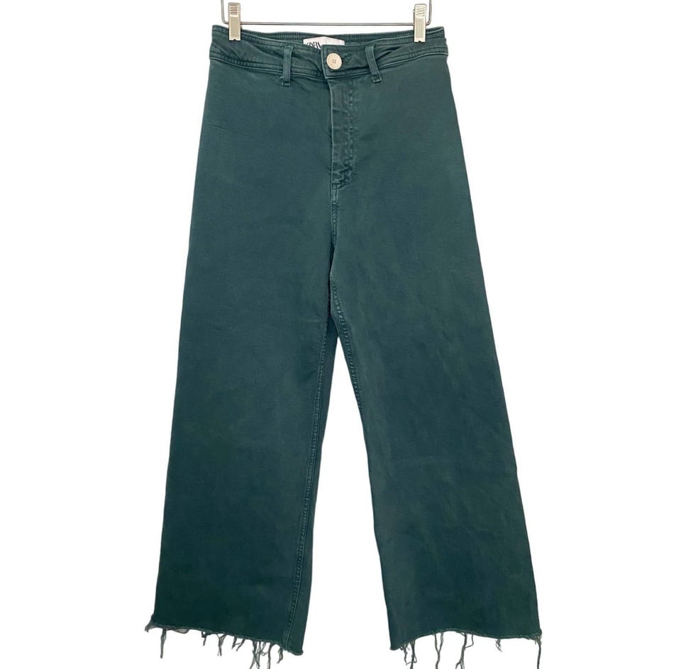 Zara The Marine Straight leg High Rise Blue Green Jeans Size 6