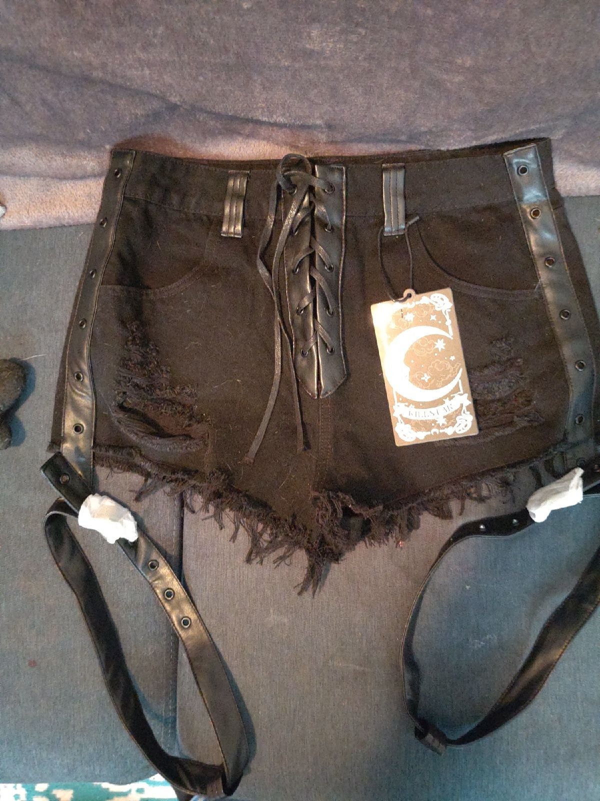 New kill star constraband black shorts goth woman large