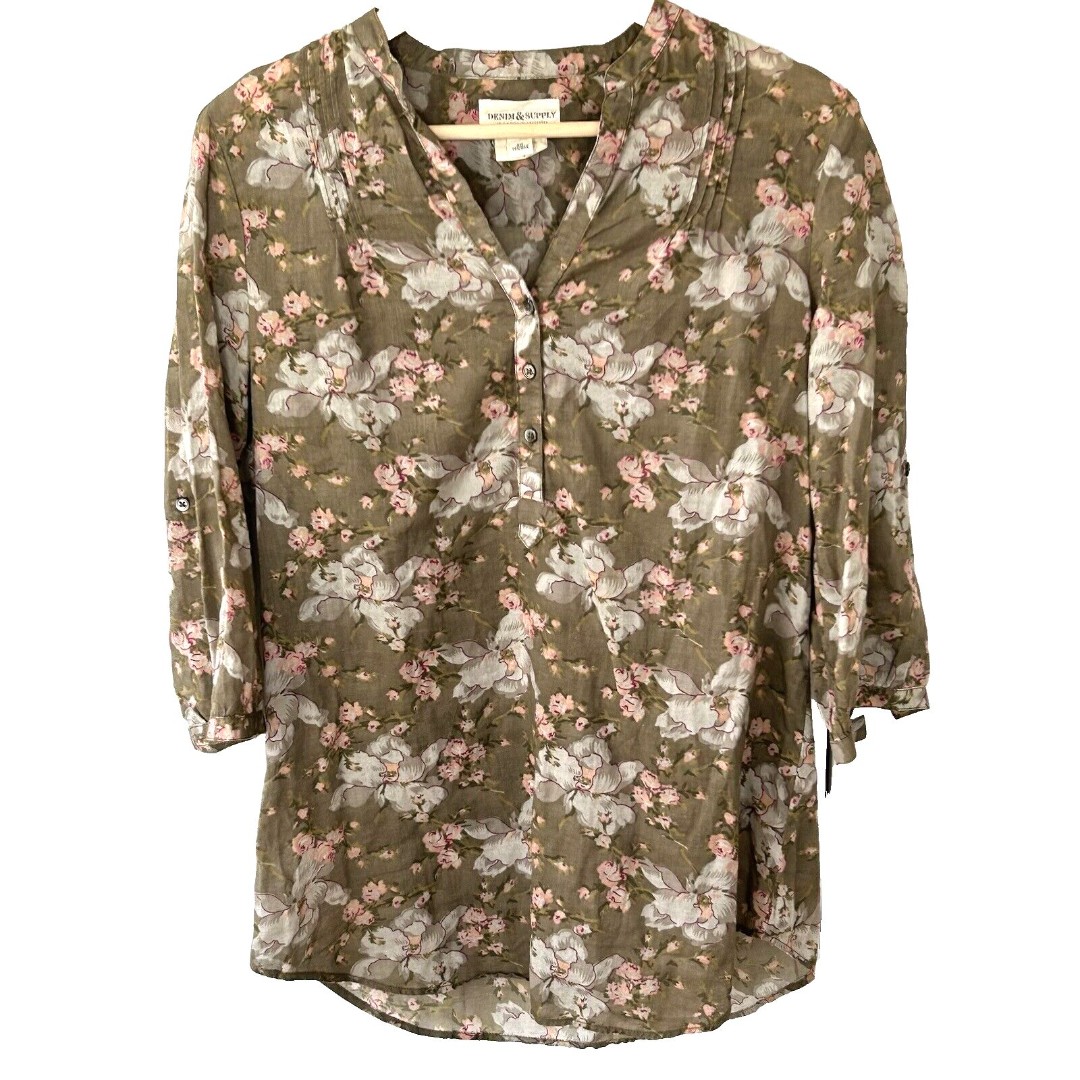 Ralph Lauren Denim & Supply Tunic Top Size XS Floral Prairie Cottage Romantic