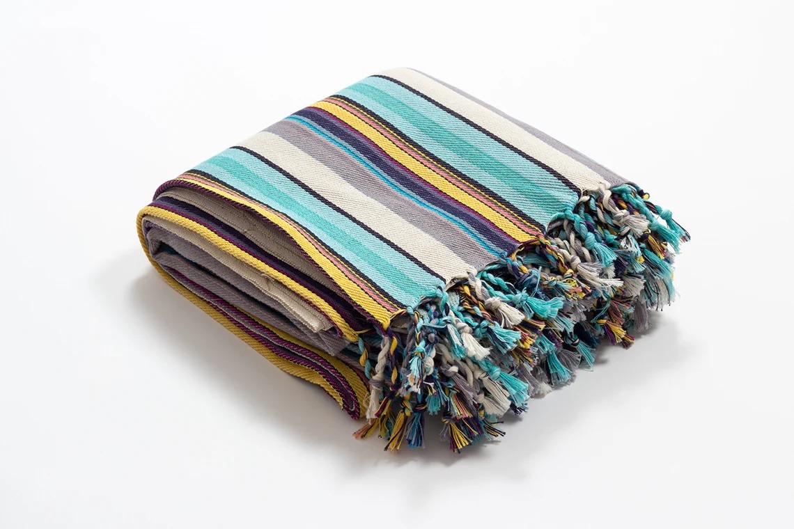 Blue striped blanket, picnic blanket