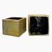 Pair of New Textured Gold Ceramic Cube Indoor Planter Centerpiece Pot Home Decor