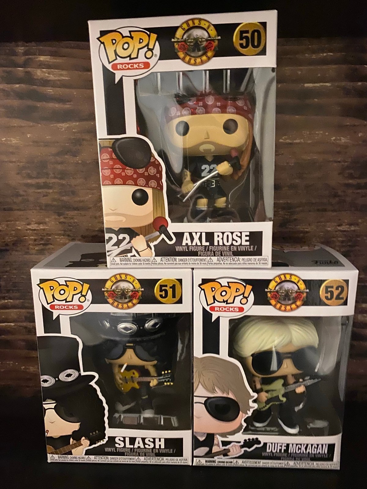Funko Pop Rocks Guns N Roses Set #50 Axl Rose #51 Slash #52 Duff McKagan