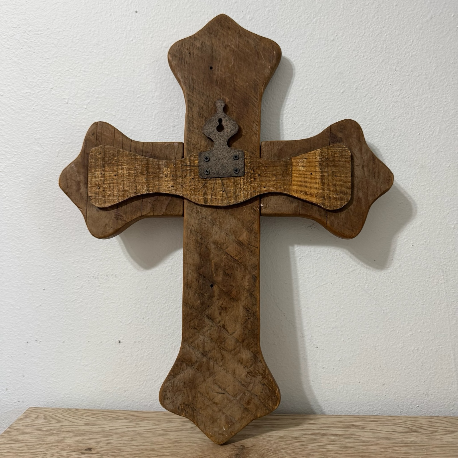 Wooden Cross With Metal Overlay Accents Western 24” Wall Decor