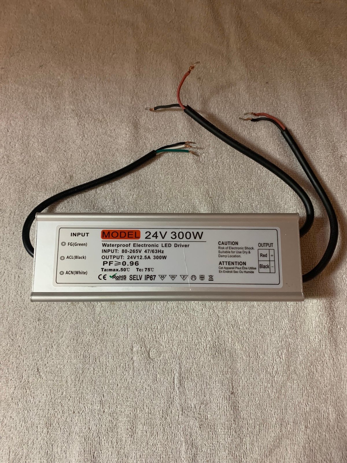 DC 24V 300W LED Power Supply Driver Transformer Adapter IP67 Waterproof
