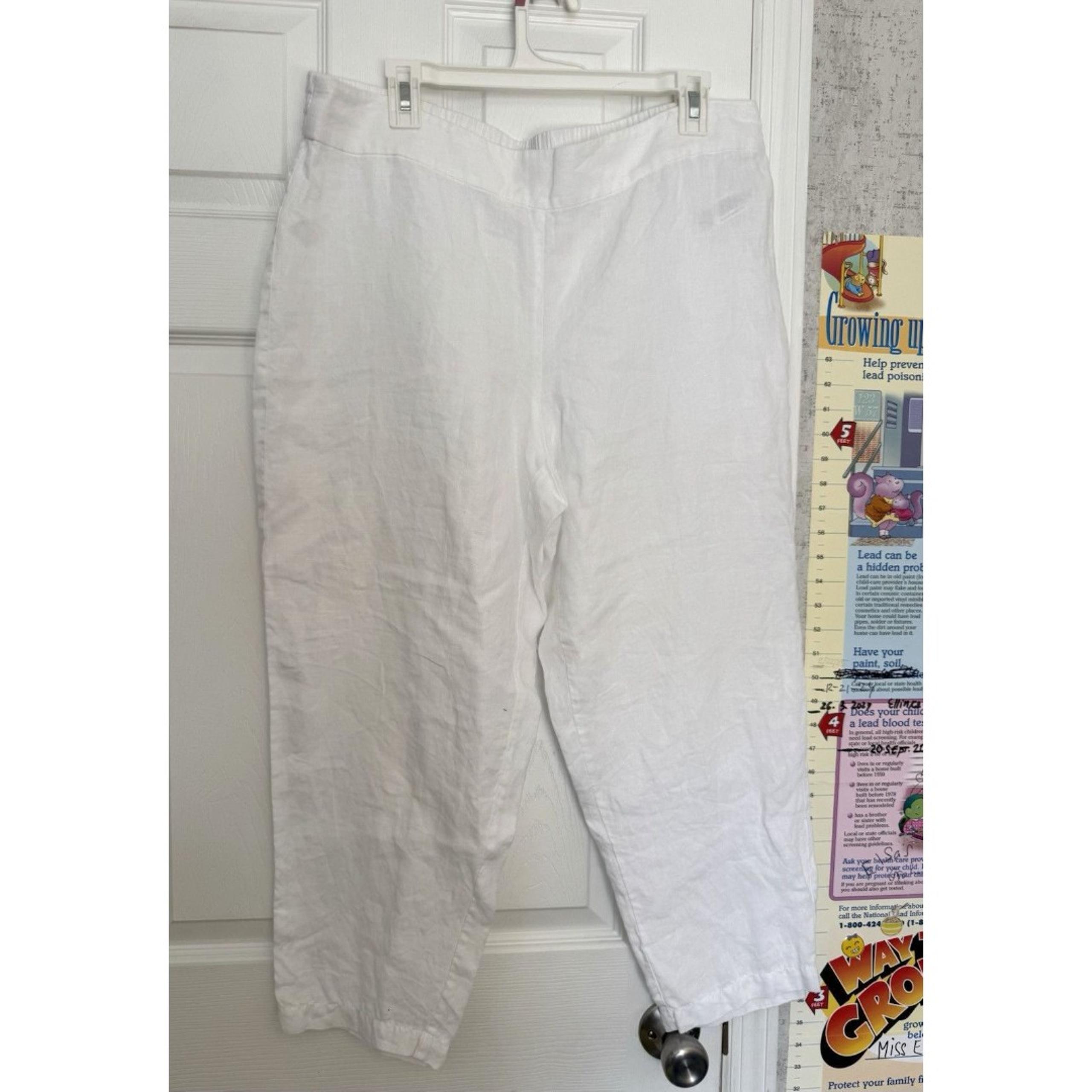 Eileen Fisher Large Organic Cotton Cropped Women’s Pants Pull On White