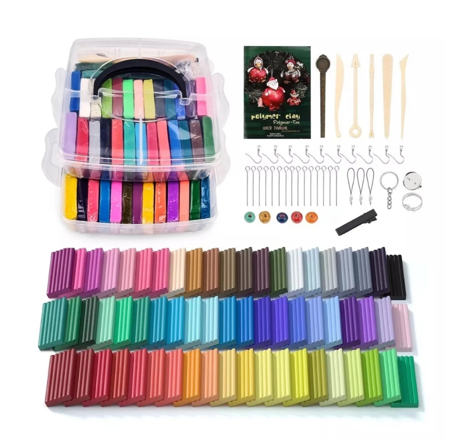 Polymer Clay Kits, Clay Set 62 Colors Modeling Clay for Kids Oven Bake DIY Model