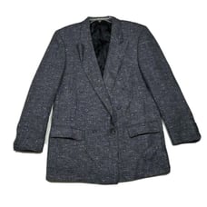 Geoffrey Beene Blazer Mens 44 Black marbled tweed Double breasted Notched lapel