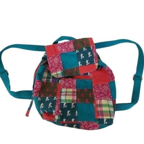 Disney Parks Patchwork Mickey Mouse Quilted Multi-Colored Madras Mini Backpack
