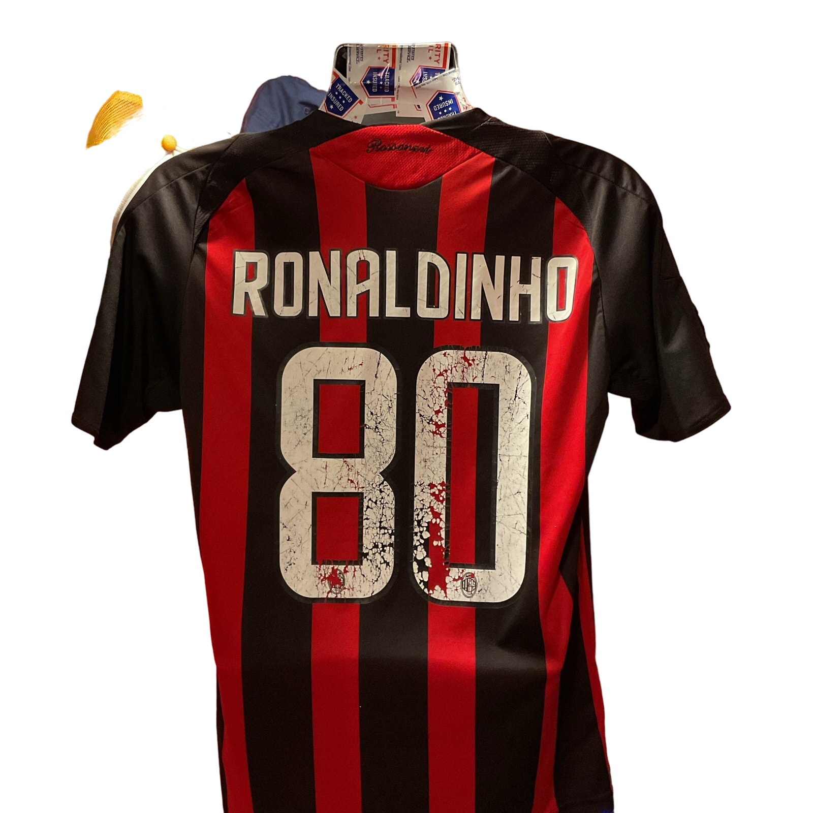 Official Bootleg 2008 AC Milan Ronaldinho 80 Futbol Jersey Men’s size Medium Y2K
